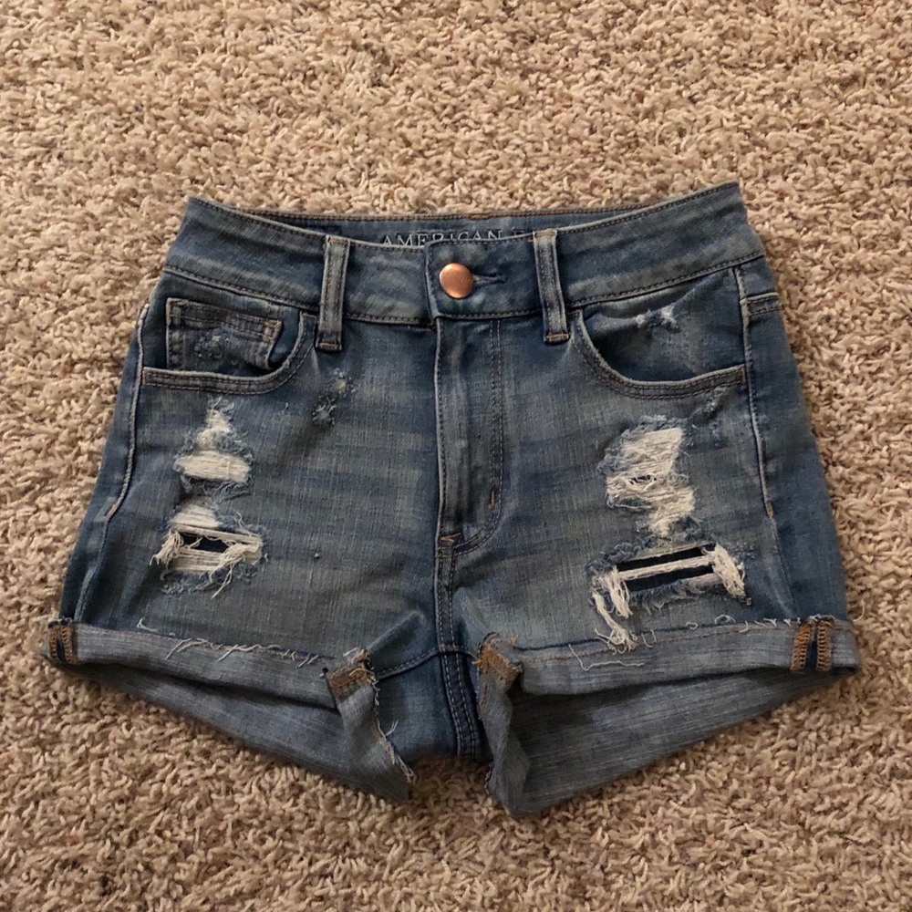 American Eagle High Rise 360 Stretch Jean Shorts 0